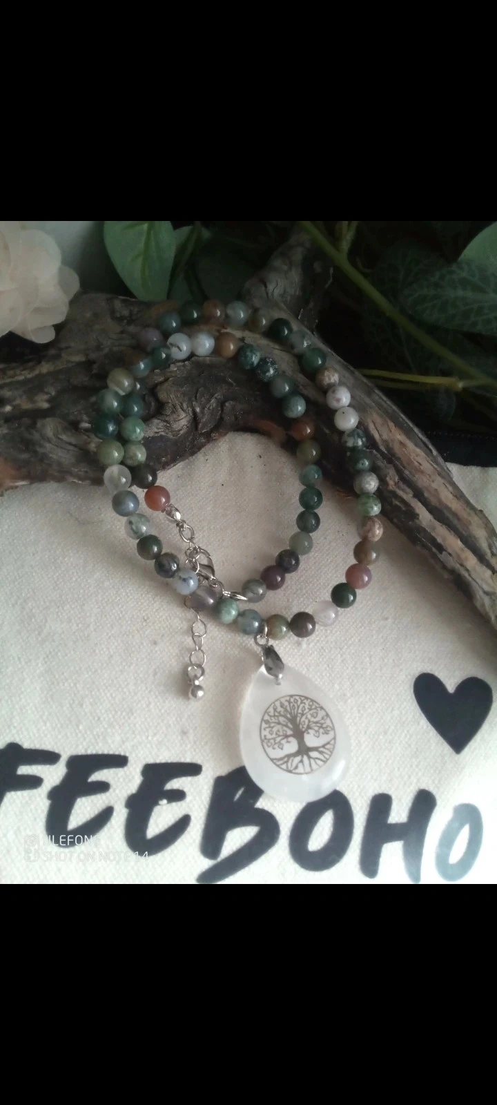 Collier agate indienne et pierre de cristal de quartz arbre de vie – photo 2